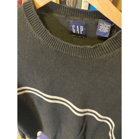 Vintage 90s GAP Black Long Sleeve Crew Neck Sweater SZ Large - Picture 3 of 7